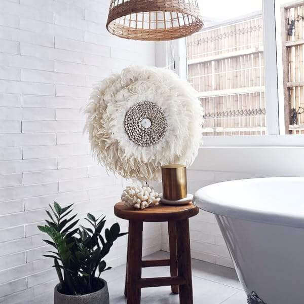 50cm Feather and Shell Wall Art - Ivory